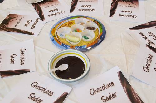 table set up for the children's chocolate seder